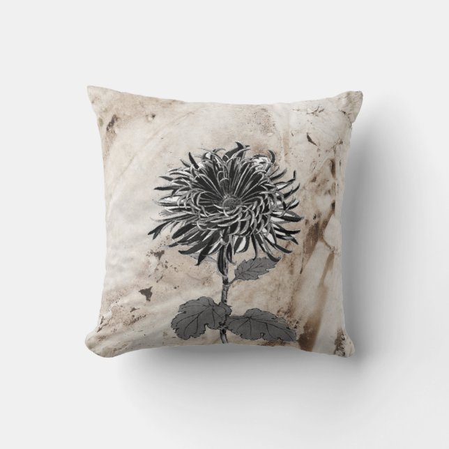 Mum Grandiflora (Black) Cushion (Front)