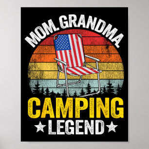 Mum grandma camping legend american flag women poster