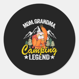 Mum grandma camping legend rv camper sloth women classic round sticker