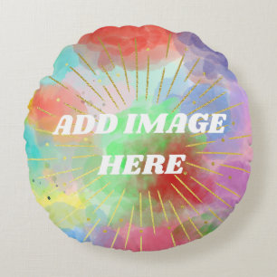 Mum Grandma Colourful Cool Summer Clouds Watercolo Round Cushion