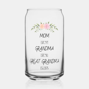 Mum, Grandma, Great Grandma Custom Family Dates Can Glass
