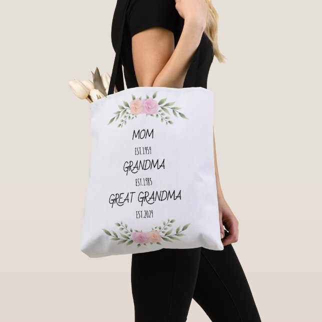 Mum, Grandma, Great Grandma Custom Family Dates Tote Bag (Close Up)