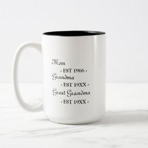 Mum, Grandma, Great Grandma Established Coffee Mug