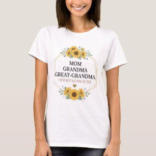 Mum Grandma Great Grandma Floral Family Pride T-Shirt