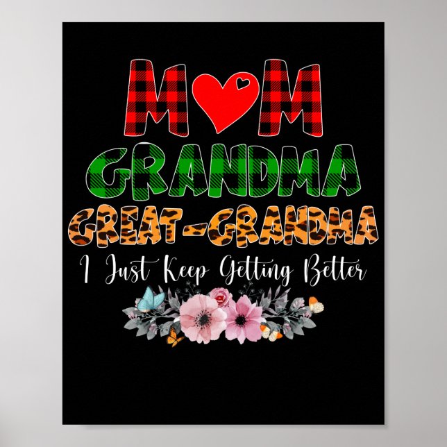 Mum Grandma Great Grandma Getting Better plaid Poster (Front)