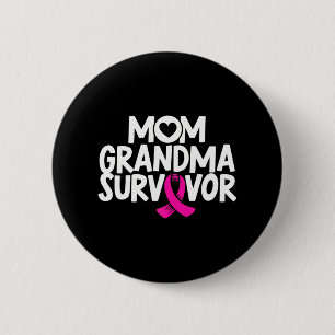 Mum Grandma Survivor Breast Cancer Awareness Pink 6 Cm Round Badge