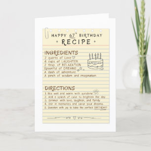 Mum & Grandma's 67th Birthday Recipe Card