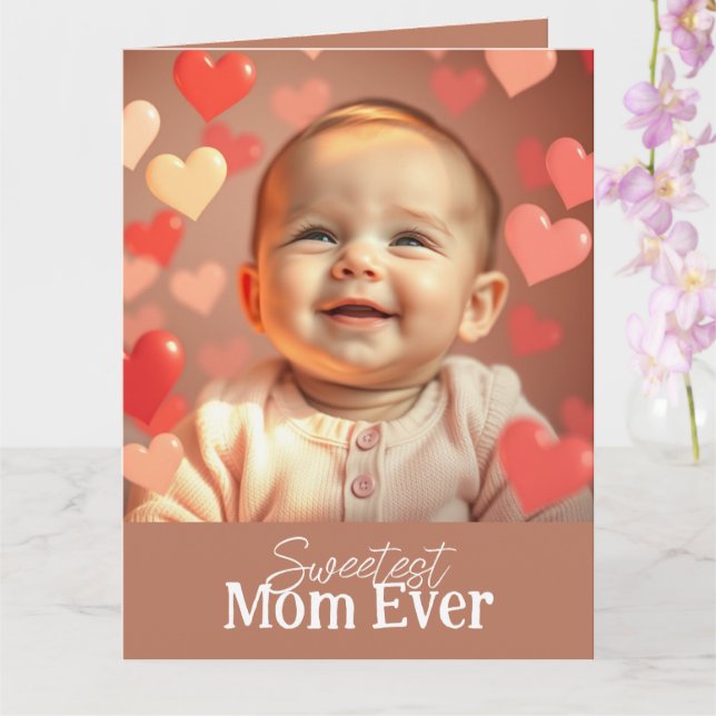 Mum Greeting Card Add Two Photos and Text (Orchid)