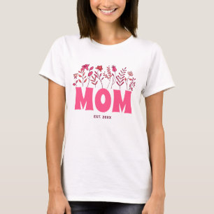 Mum Groovy Flower Vintage Pink Floral Mother's Day T-Shirt