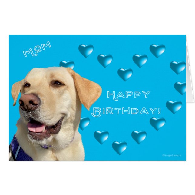 Mum Happy Birthday Labrador Dog Hearts,Cute (Front Horizontal)