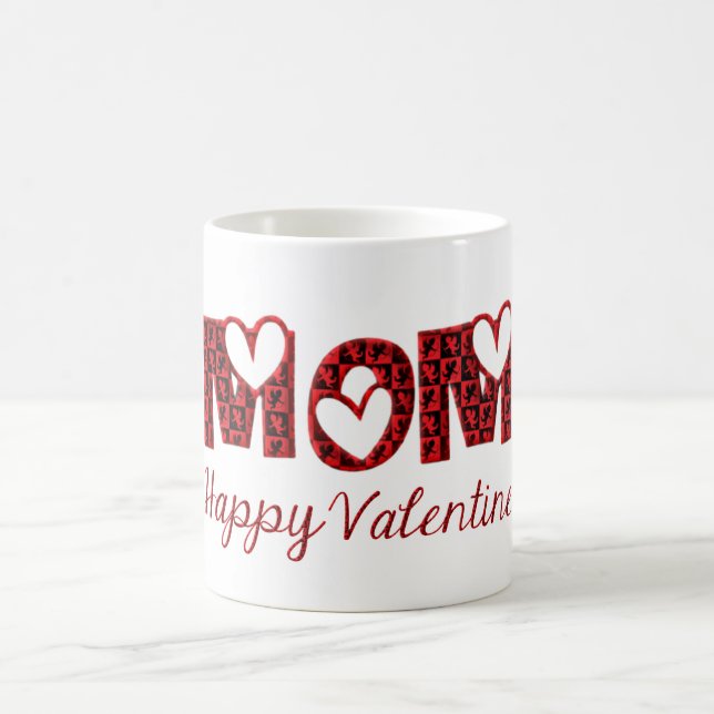 Mum Happy Valentine Cute Cupid Typography Coffee Mug (Center)