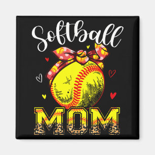 Mum Headband Leopard Softball Ball Mothers Day Mam Magnet