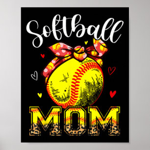 Mum Headband Leopard Softball Ball Mothers Day Mam Poster