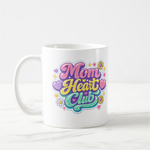 Mum Heart Club Retro Groovy Floral  Coffee Mug