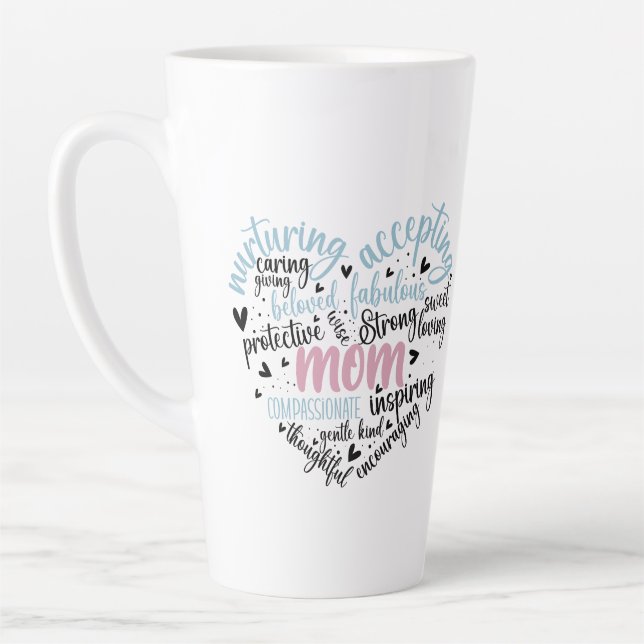 Mum Heart Loving Caring Sweet Gentle  Latte Mug (Left)