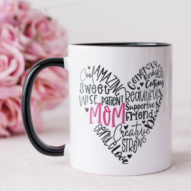 Mum Heart  Mother's Day Mug (Word Art Typography Mug for Mom)
