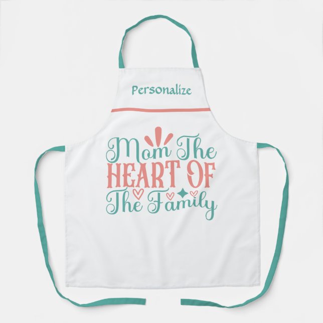 Mum Heart of Family Quote Gift for Mum Kitchen Apron (Front)