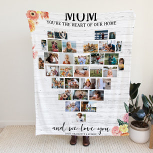 Mum Heart of Our Home Photo Collage Fleece Blanket