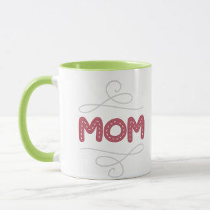 Mum Heart Pattern Typography Two Tone Coffee Mug
