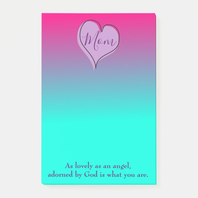 Mum Heart Purple and Blue Ombre Post-it Notes (Front)