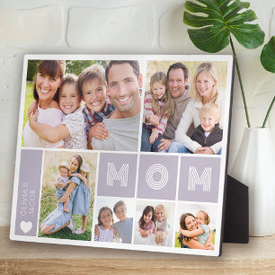 Mum Heart Purple Photo Collage Mother's Day Plaque