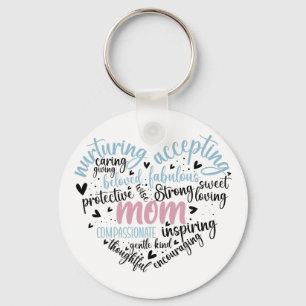 Mum Heart Strong Caring  Key Ring
