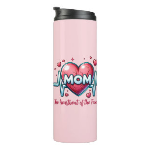 Mum Heartbeat of the Family with Red Heart Thermal Tumbler