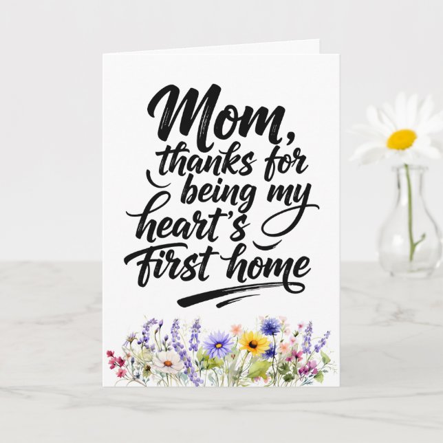 Mum Hearts First Home Watercolor Wildflower Card (Small Plant)