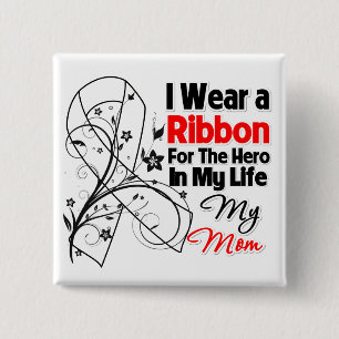 Mum Hero in My Life Lung Cancer 15 Cm Square Badge
