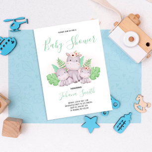 Mum Hippo Safari Baby Shower Invitation