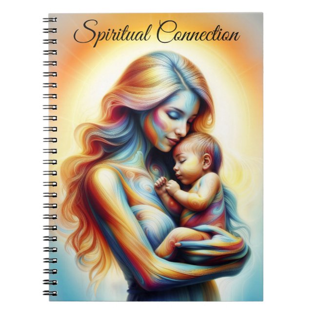 Mum holding baby luminous tender embrace art notebook (Front)