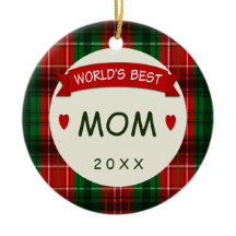 Mum Holiday Plaid Christmas Gift Ornaments