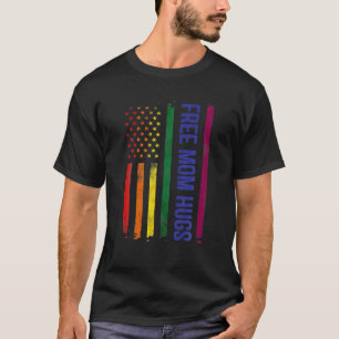 Mum Hugs American Flag LGBT Lesbian Gay Pride T-Shirt