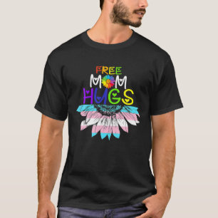 Mum Hugs LGBT LGBTQ Pride Rainbow Sunflower Gift T-Shirt