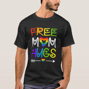Mum Hugs Rainbow Heart Gift For LGBT Pride Month T-Shirt