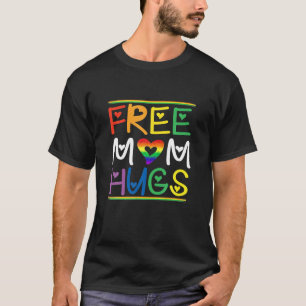 Mum Hugs Rainbow Heart LGBT Gifts For Pride Month T-Shirt