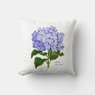 Mum Hydrangea Botanical Floral Throw Pillow