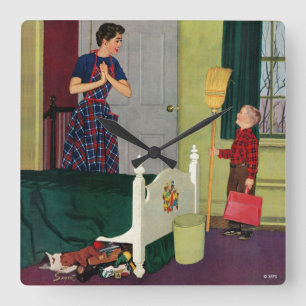 Mum, I Cleaned My Room! Square Wall Clock