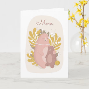 Mum I love you. Cute bears animal. Mothers day Card