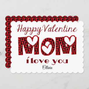 Mum I Love You Cute Cupid Typography Valentine Holiday Card