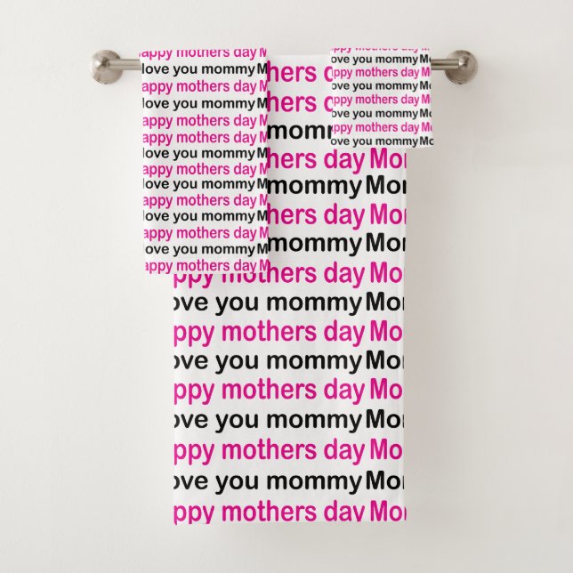 Mum I Love You Happy Mothers Day     Bath Towel Set (Insitu)