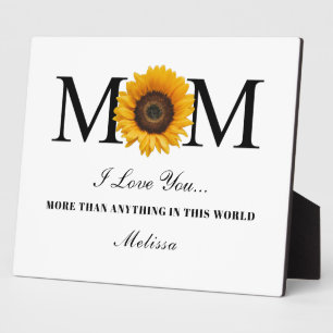 Mum I Love You Mothers Day Personalised Sunflower  Plaque