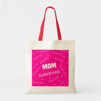 Mum I Love You" Tote Bag – Pink Heartfelt Gift