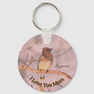 Mum I Love You Waxwing Personalised Key Ring