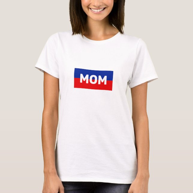 Mum in Blue & Red Stripes  T-Shirt (Front)