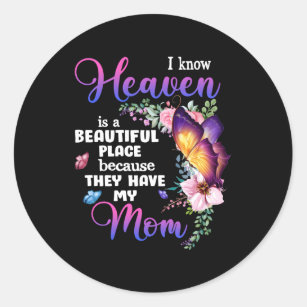 Mum In Heaven Purple Butterfly Loss Of Loved Mum F Classic Round Sticker