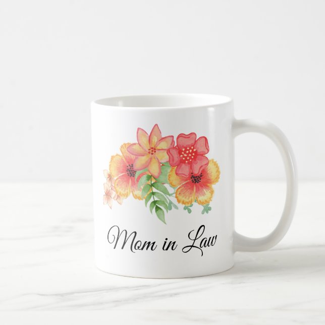 Mum in Law Floral Bouquet Personalised  Mug (Right)