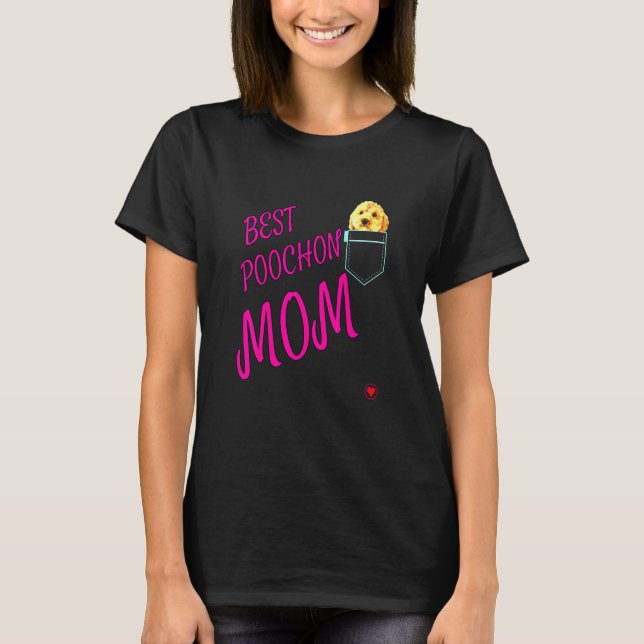 Mum In Pocket Puppy Dog Cute Poodle Cross T-Shirt (Front)