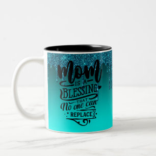Mum is a blessing Quote Dripping Glitter Two-Tone Coffee Mug