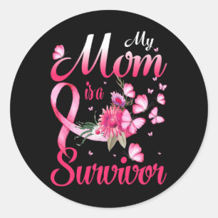 Mum Is A Survivor Breast Cancer Awareness Classic Round Sticker